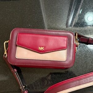 Michael Kors Burgundy and Beige Crossbody Bag